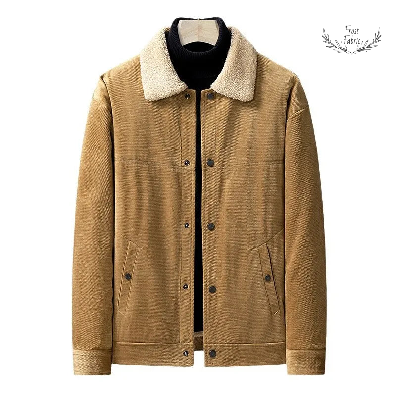 Chic Korean Style Men's Loose Cotton Jacket: Warm, Thickened, Single-Breasted, Long-Sleeve