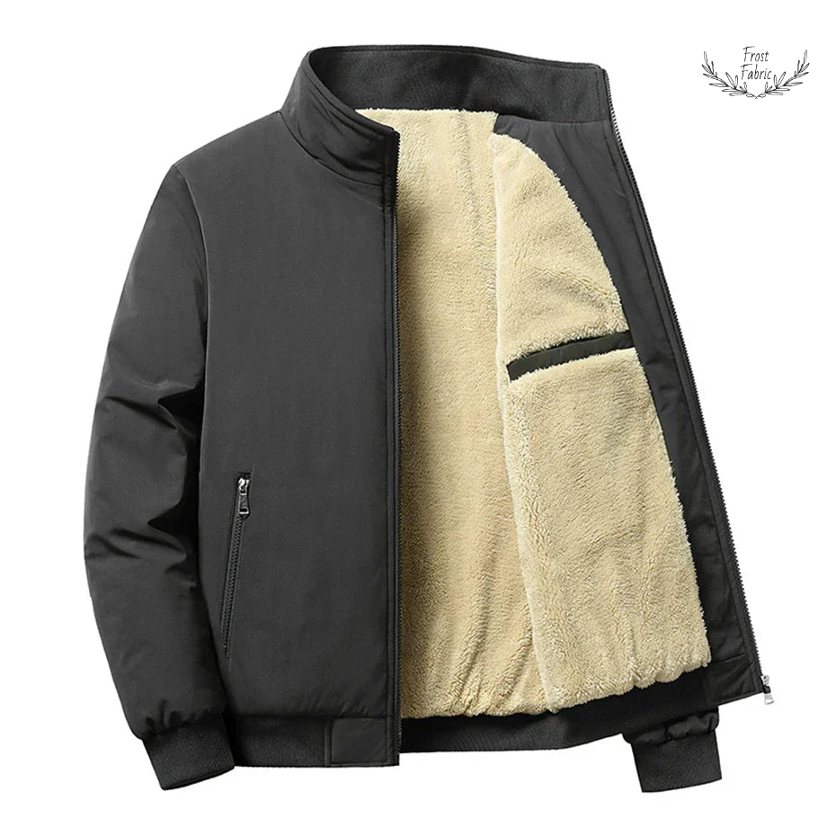 Cozy Black Thermal Fleece-Lined Bomber Jacket for Ultimate Winter Warmth
