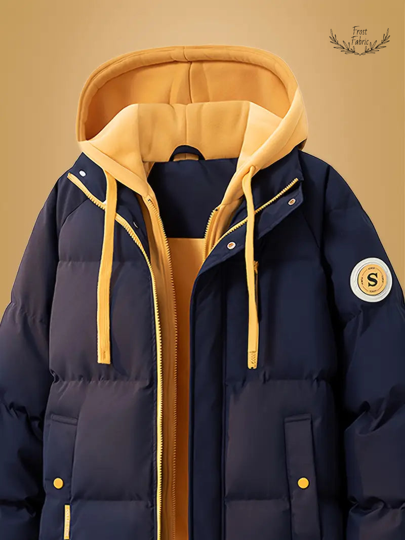 Cozy Dual-Layer Puffer Jacket with Fleece Hoodie, Insulated, Windproof, Multi-Pocket Design