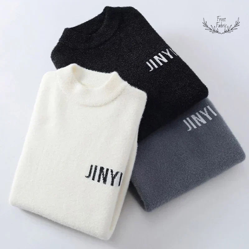 Cozy Men's Spliced Knit Letter Sweater: Stylish Autumn Winter Loose Casual Pullover Top