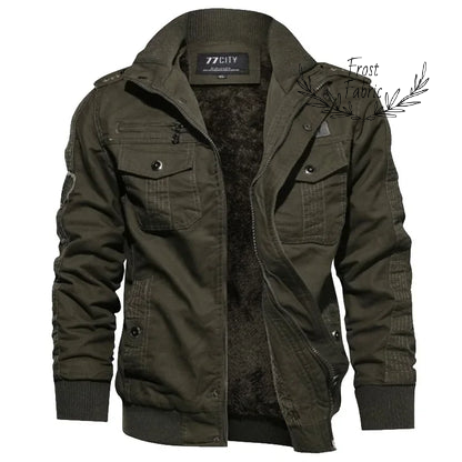Durable Tactical Military Utility Jacket: Multi-Pocket, Ribbed Cuffs, All-Season Wear