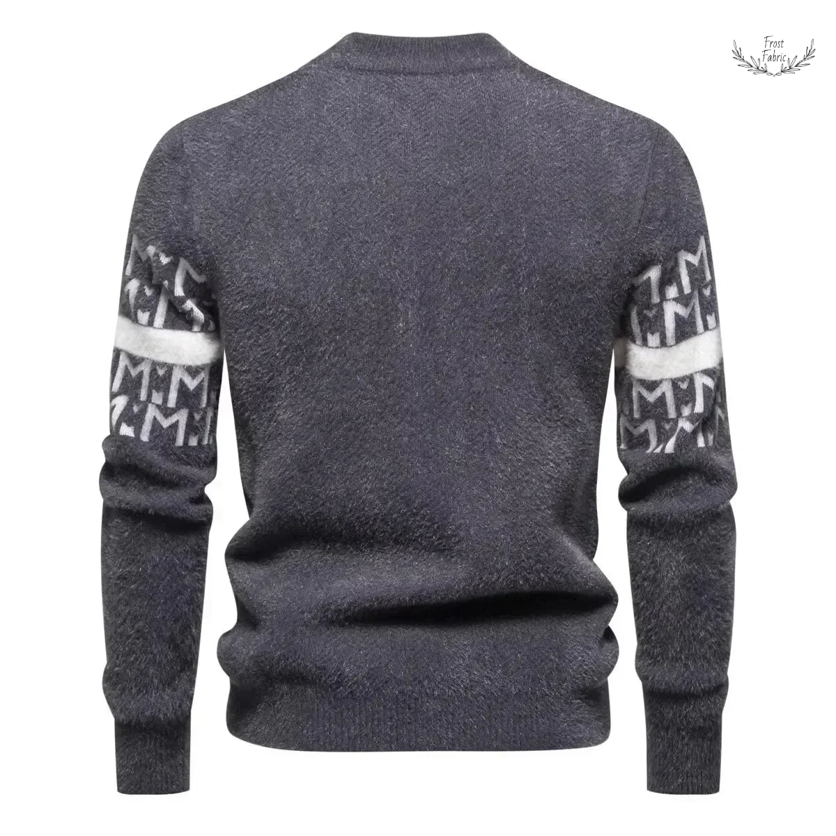 Frost & Fabric Men's Warm Floral Knit Sweater: Loose Round Neck Fit