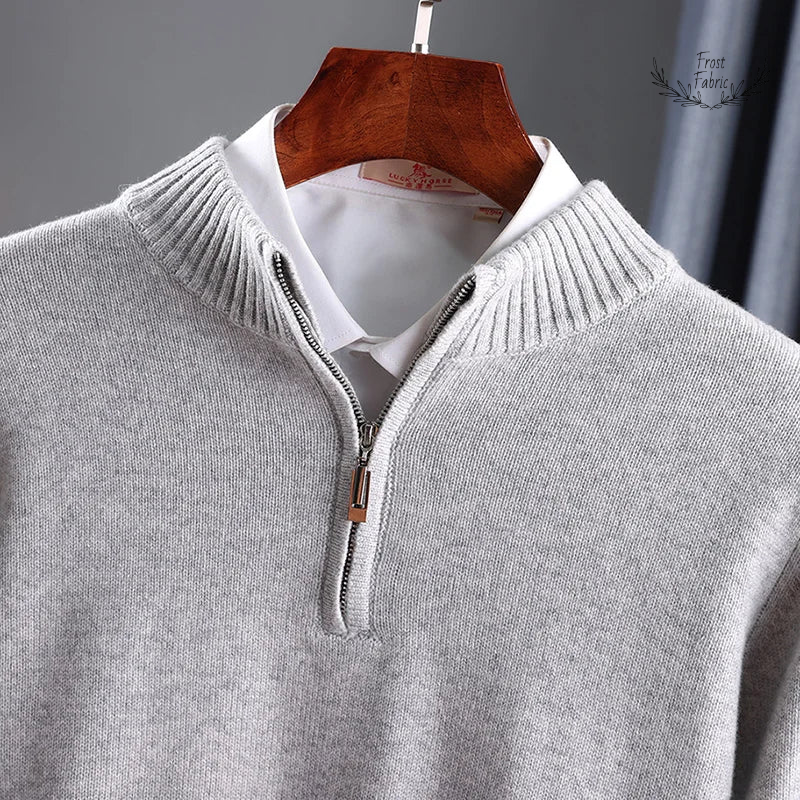 Luxurious Cashmere Wool Half-High Neck Pullover Sweater for Men 鈥 Premium Winter Warmth