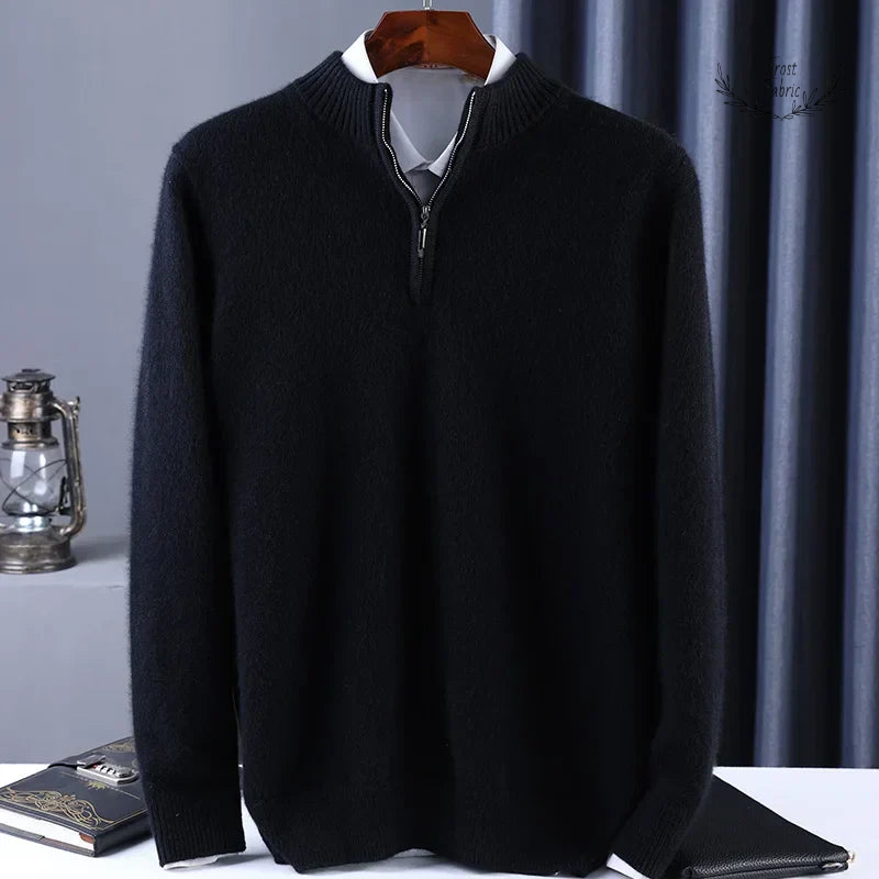 Luxurious Cashmere Wool Half-High Neck Pullover Sweater for Men 鈥 Premium Winter Warmth