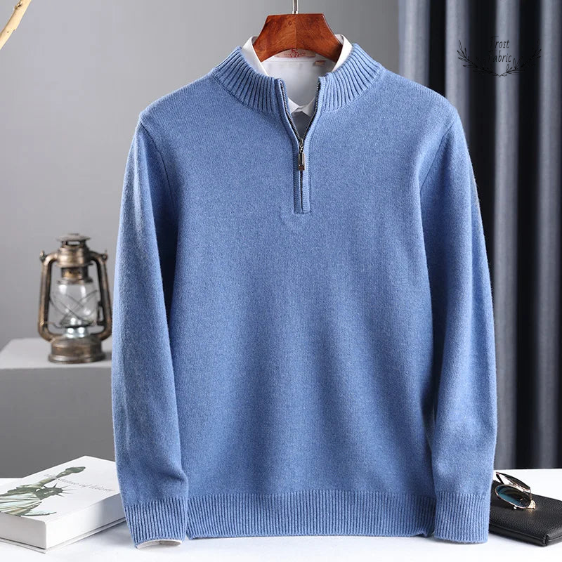 Luxurious Cashmere Wool Half-High Neck Pullover Sweater for Men 鈥 Premium Winter Warmth