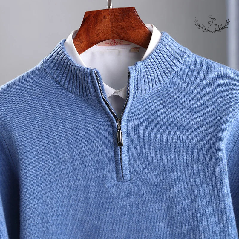 Luxurious Cashmere Wool Half-High Neck Pullover Sweater for Men 鈥 Premium Winter Warmth