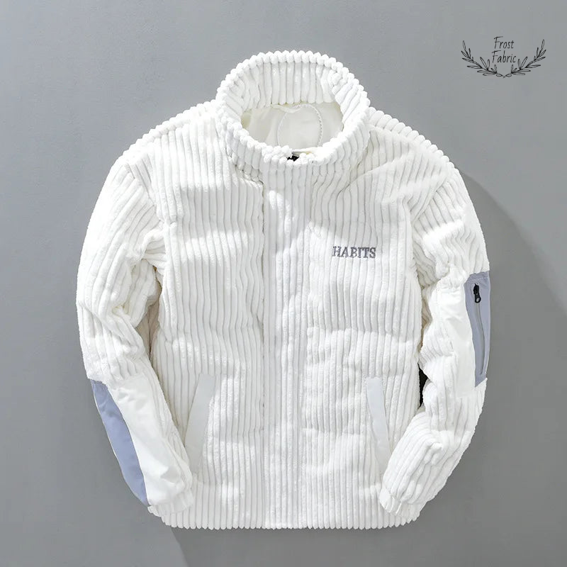 Luxurious Plush Ribbed Fleece Jacket - Cozy Warmth, Ice White Streetwear Style