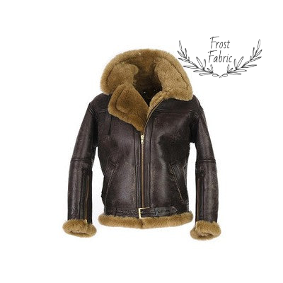 Luxury Men's Shearling Aviator Bomber Jacket - Warm RAF Leather Coat