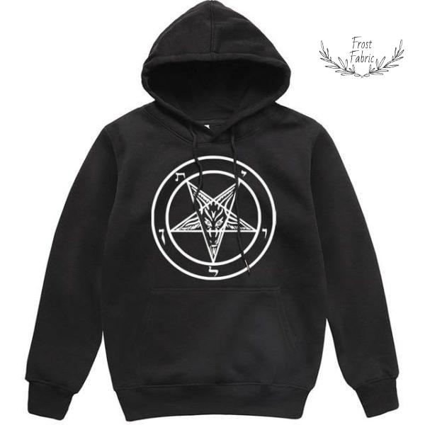 Men's Black Graphic Streetwear Hoodie - Bold Geometric Symbol Print Pullover