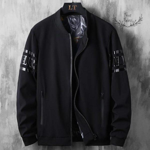 Men's Black Minimalist Streetwear Bomber Jacket - Lightweight Urban Windbreaker