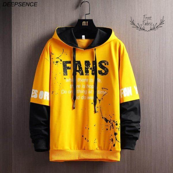 Men's Bold Two-Tone Streetwear Hoodie - Paint Splatter Graphic Pullover