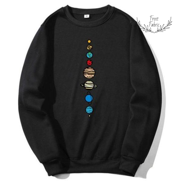 Men's Casual Solar System Graphic Sweatshirt - Soft Crewneck Space Pullover