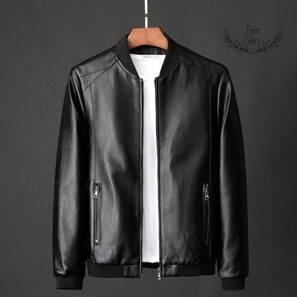 Men's Classic Black Faux Leather Moto Jacket – Slim Fit, Lightweight Style