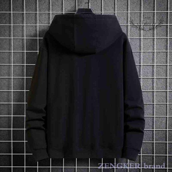 Men's Classic Black Minimalist Pullover Hoodie - Soft Cotton Blend Sweatshirt