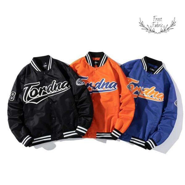 Men's Classic Retro Varsity Jacket: Orange Baseball Letterman, Embroidered Patches