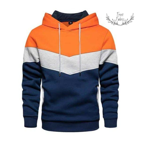 Men's Color-Block Chevron Hoodie: Soft Streetwear Pullover with Drawstring Hood