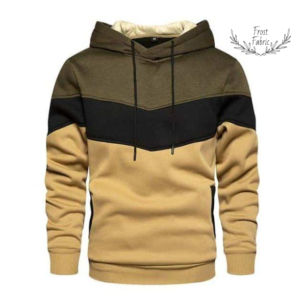 Men's Color-Block Chevron Hoodie: Soft Streetwear Pullover with Drawstring Hood