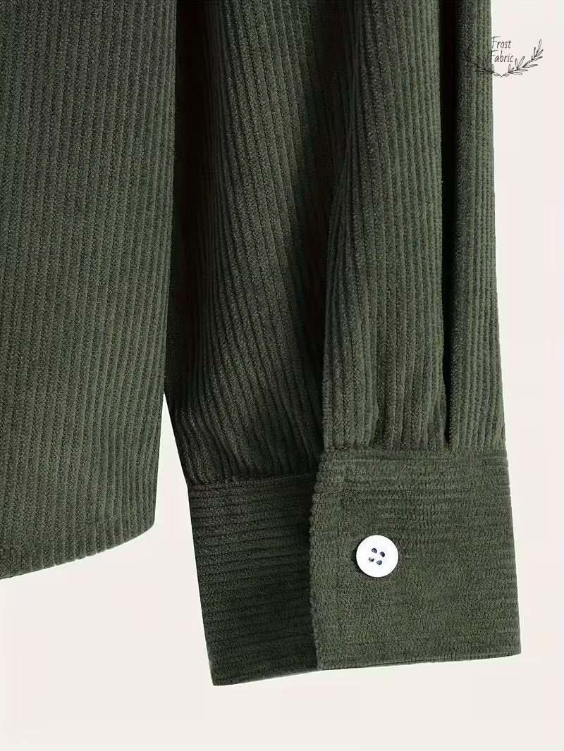 Frost & Fabric Men's Corduroy Textured Hooded Zip Jacket 鈥 Stylish All-Season Outerwear