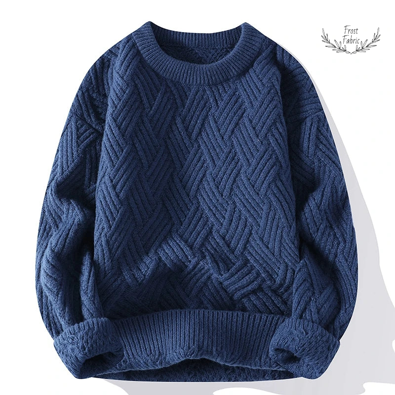Men's Cozy O-Neck Knit Pullover Sweater - Warm Solid Color Casual Fashion
