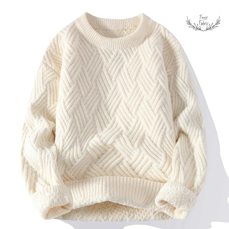 Men's Cozy O-Neck Knit Pullover Sweater - Warm Solid Color Casual Fashion