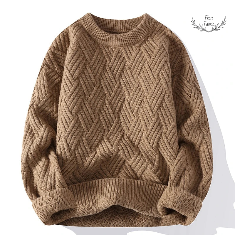 Men's Cozy O-Neck Knit Pullover Sweater - Warm Solid Color Casual Fashion