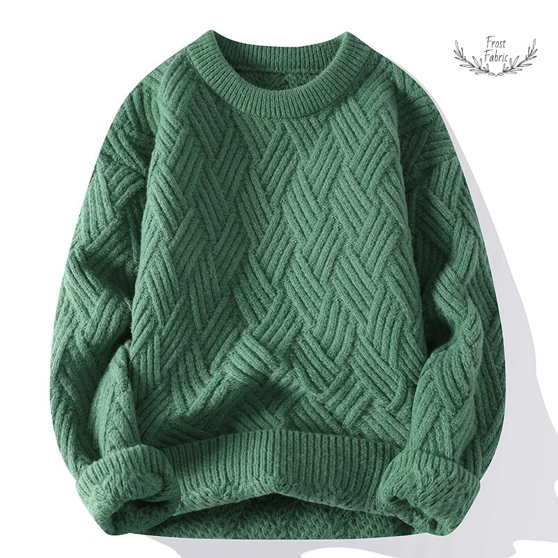 Men's Cozy O-Neck Knit Pullover Sweater - Warm Solid Color Casual Fashion