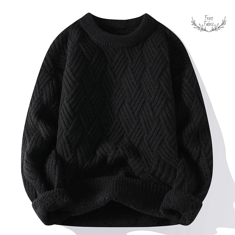 Men's Cozy O-Neck Knit Pullover Sweater - Warm Solid Color Casual Fashion