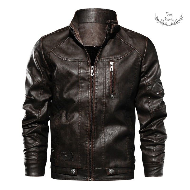 Men's Dark Brown Faux Leather Moto Jacket: Rugged Vintage Biker Style Outerwear