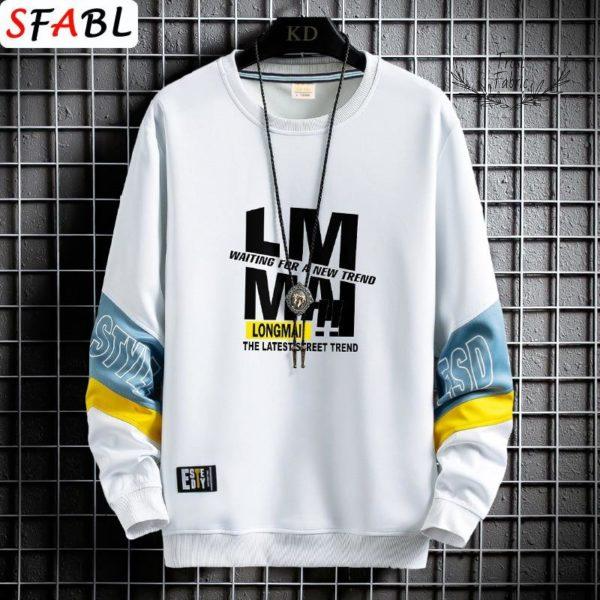 Men's Graphic Color-Block Streetwear Sweatshirt - Teal Yellow White Pullover