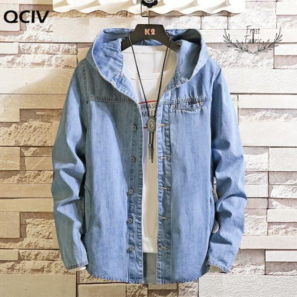 Men's Light Blue Denim Hooded Shirt Jacket: Versatile Casual Streetwear Layer