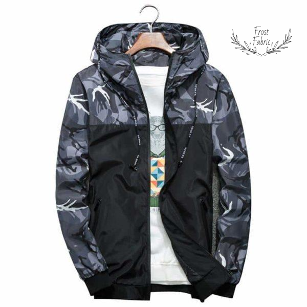 Men's Lightweight Camouflage Windbreaker Jacket - Hooded Streetwear Coat for All Seasons