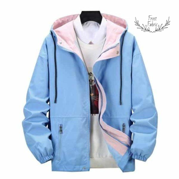 Men's Lightweight Color-Block Hooded Windbreaker Jacket for Casual Wear