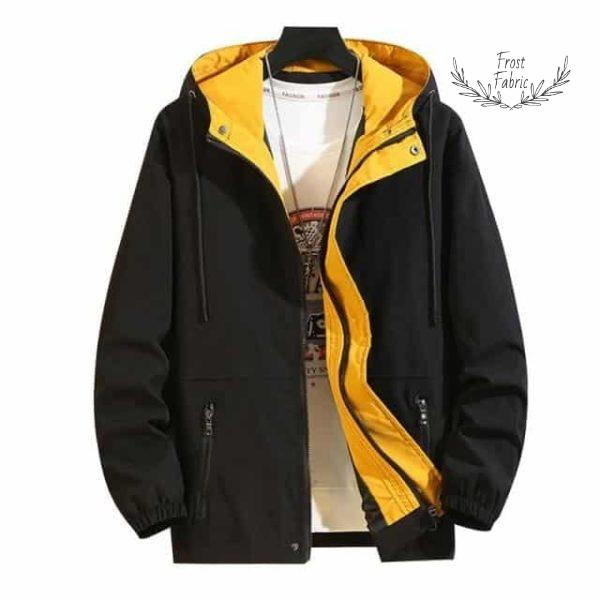 Men's Lightweight Color-Block Hooded Windbreaker Jacket for Casual Wear