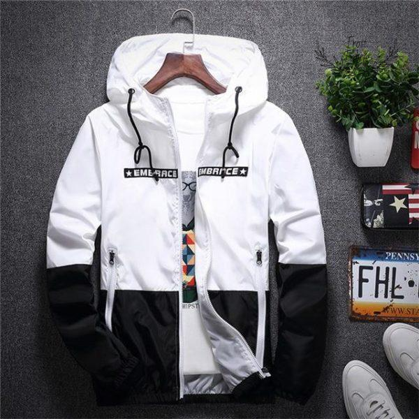 Men's Lightweight Colorblock Windbreaker Jacket - Hooded Full-Zip Streetwear Coat
