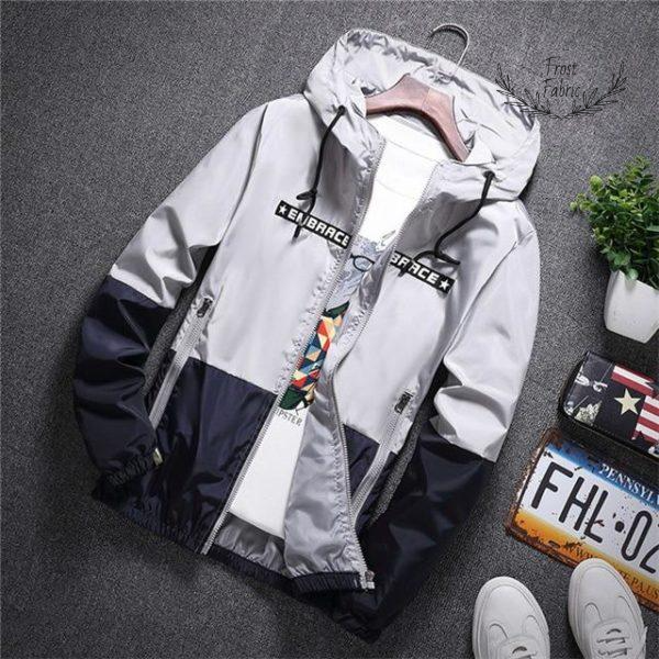 Men's Lightweight Colorblock Windbreaker Jacket - Hooded Full-Zip Streetwear Coat