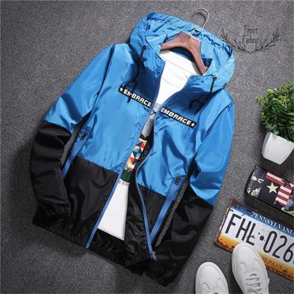 Men's Lightweight Colorblock Windbreaker Jacket - Hooded Full-Zip Streetwear Coat