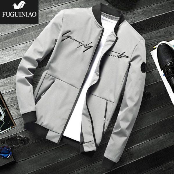 Men's Lightweight Grey Bomber Jacket: Stylish Minimalist Casual Streetwear Coat