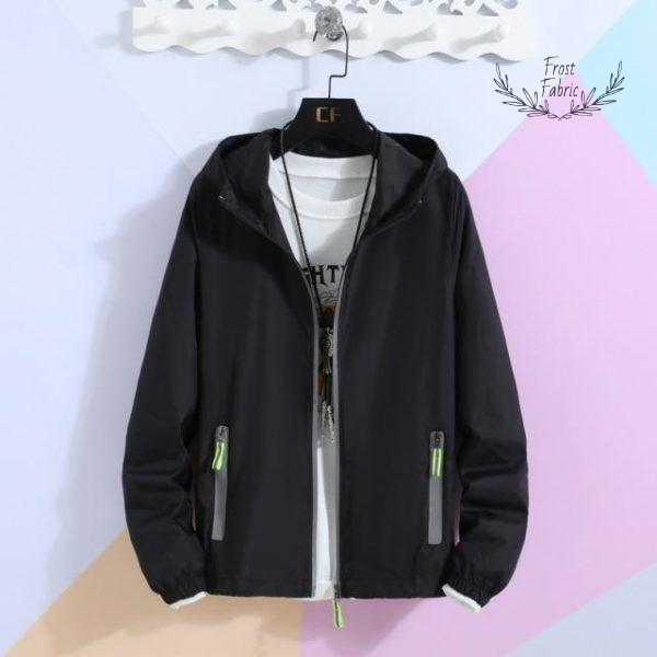 Men's Lightweight Hooded Windbreaker: Reflective Zipper, Casual Outdoor All-Season Jacket