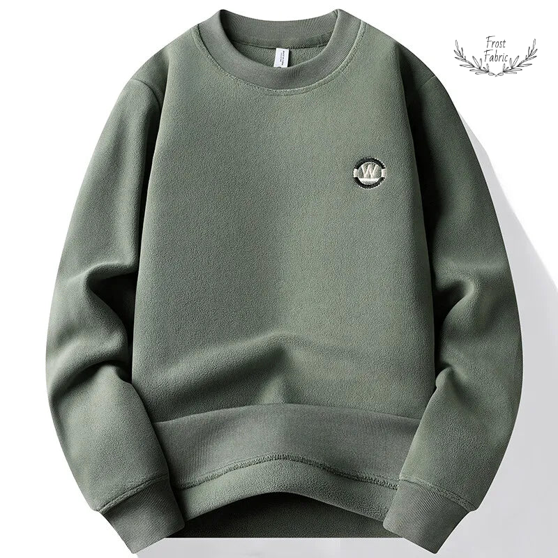 Men's Luxury Fleece-Lined Embroidered Hoodie: Thick Comfortable Winter Pullover