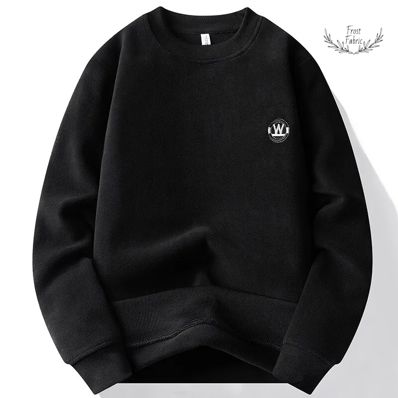 Men's Luxury Fleece-Lined Embroidered Hoodie: Thick Comfortable Winter Pullover