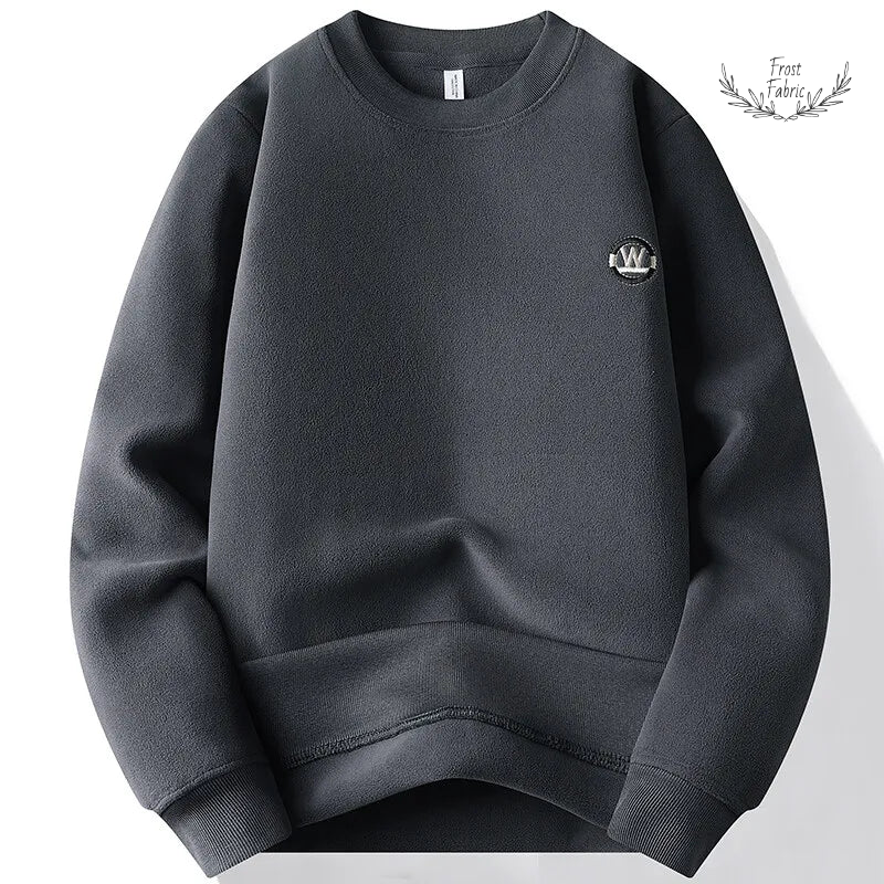 Men's Luxury Fleece-Lined Embroidered Hoodie: Thick Comfortable Winter Pullover