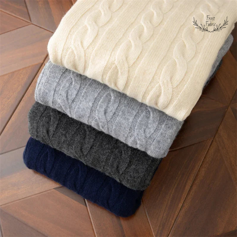 Men's Luxury Jacquard Wool Cashmere Blend Round Collar Sweater