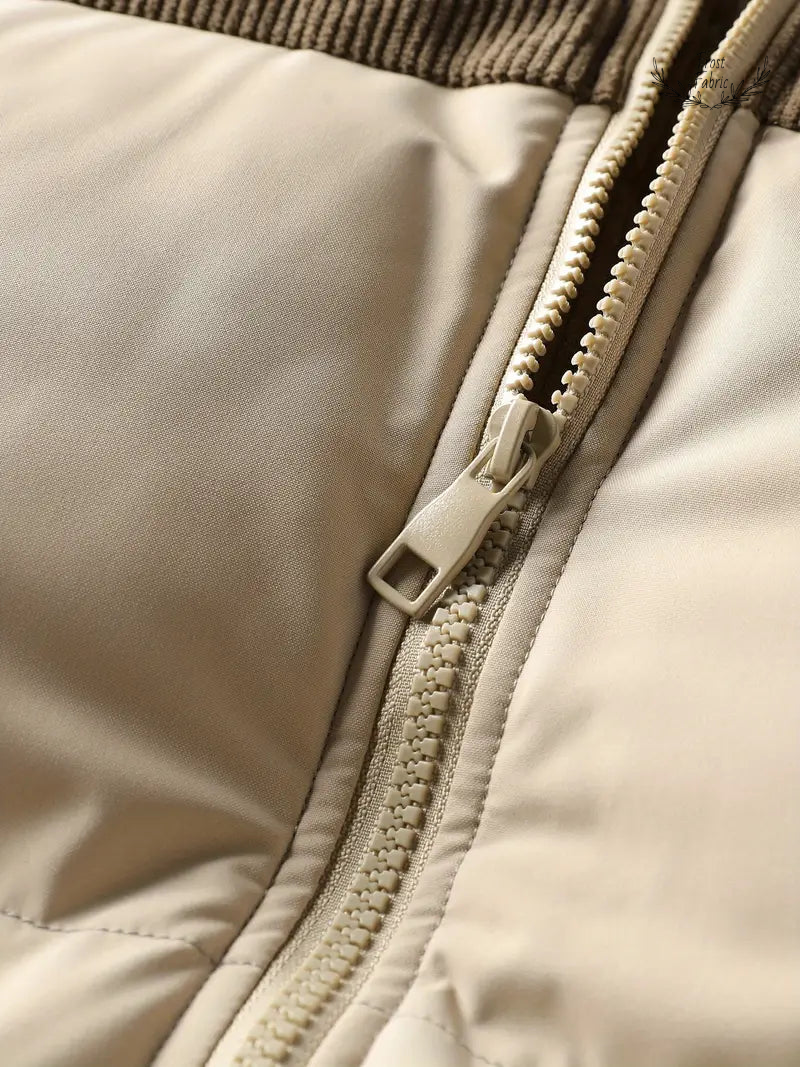 Men's Milano Italia Corduroy Panel Puffer Jacket with Detachable Hood