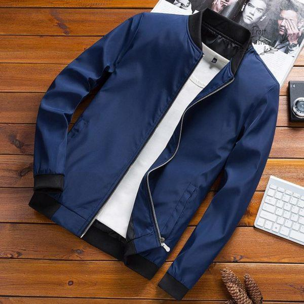 Men's Minimalist Lightweight Bomber Jacket - Casual Streetwear Design Outerwear