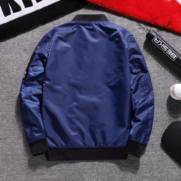 Men's Navy Slim-Fit Streetwear Bomber Jacket - Lightweight Casual Zip-Up