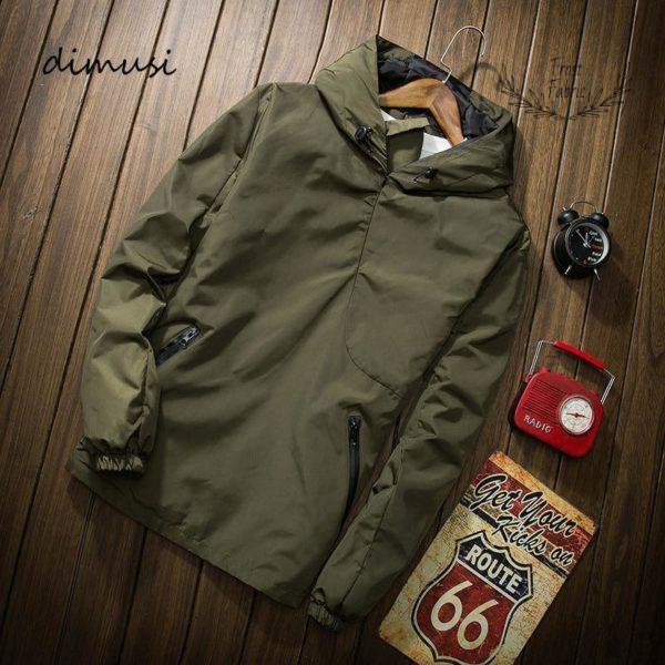 Men's Olive Green Hooded Windbreaker Jacket: Lightweight, Waterproof, Outdoor Performance