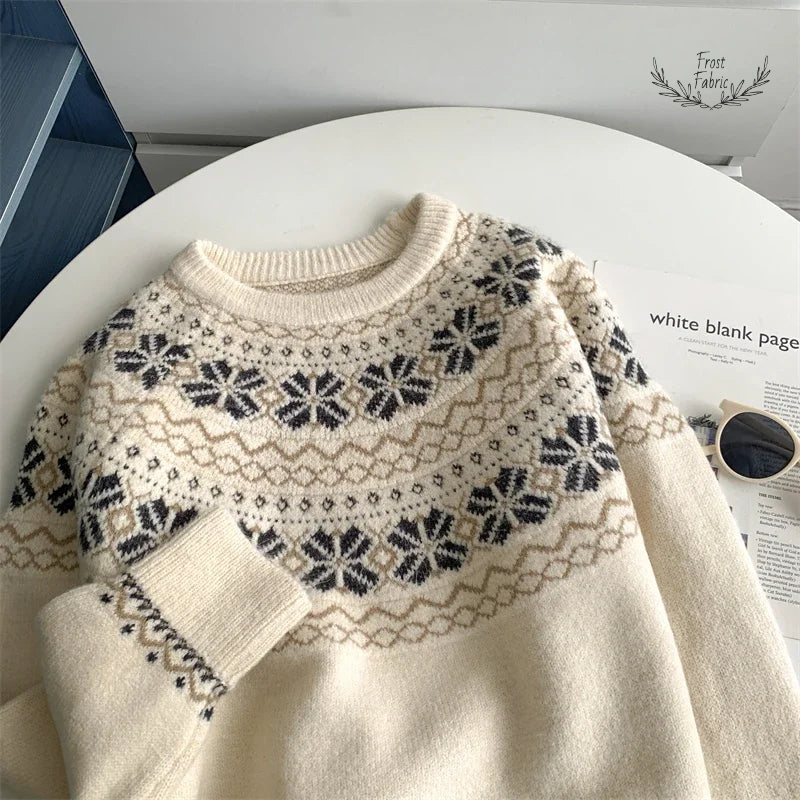 Men's Oversized Cloud Shoulder Knitted Pullover Sweater - Vintage Korean Style Comfort