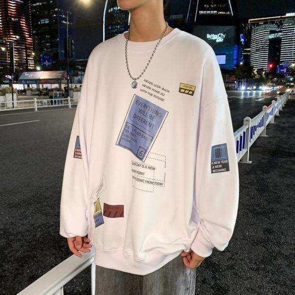 Men's Oversized Streetwear Graphic Pullover Sweatshirt - Soft Cotton Blend Fleece