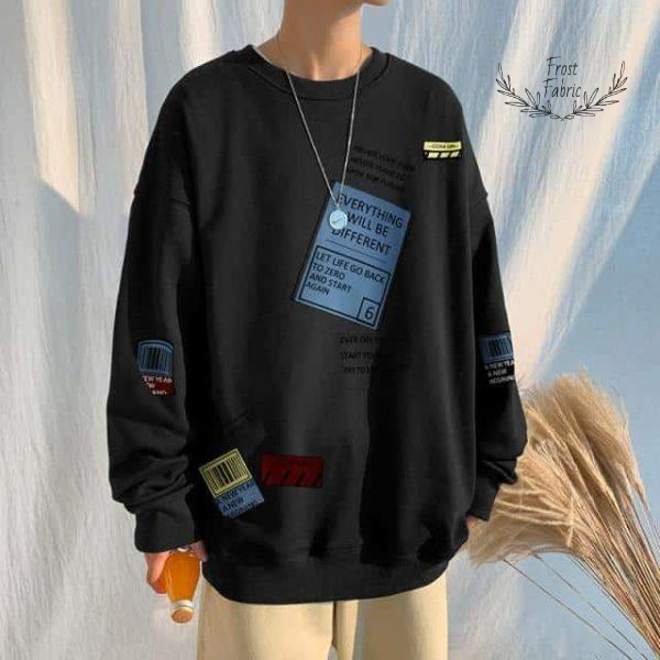 Men's Oversized Streetwear Graphic Pullover Sweatshirt - Soft Cotton Blend Fleece