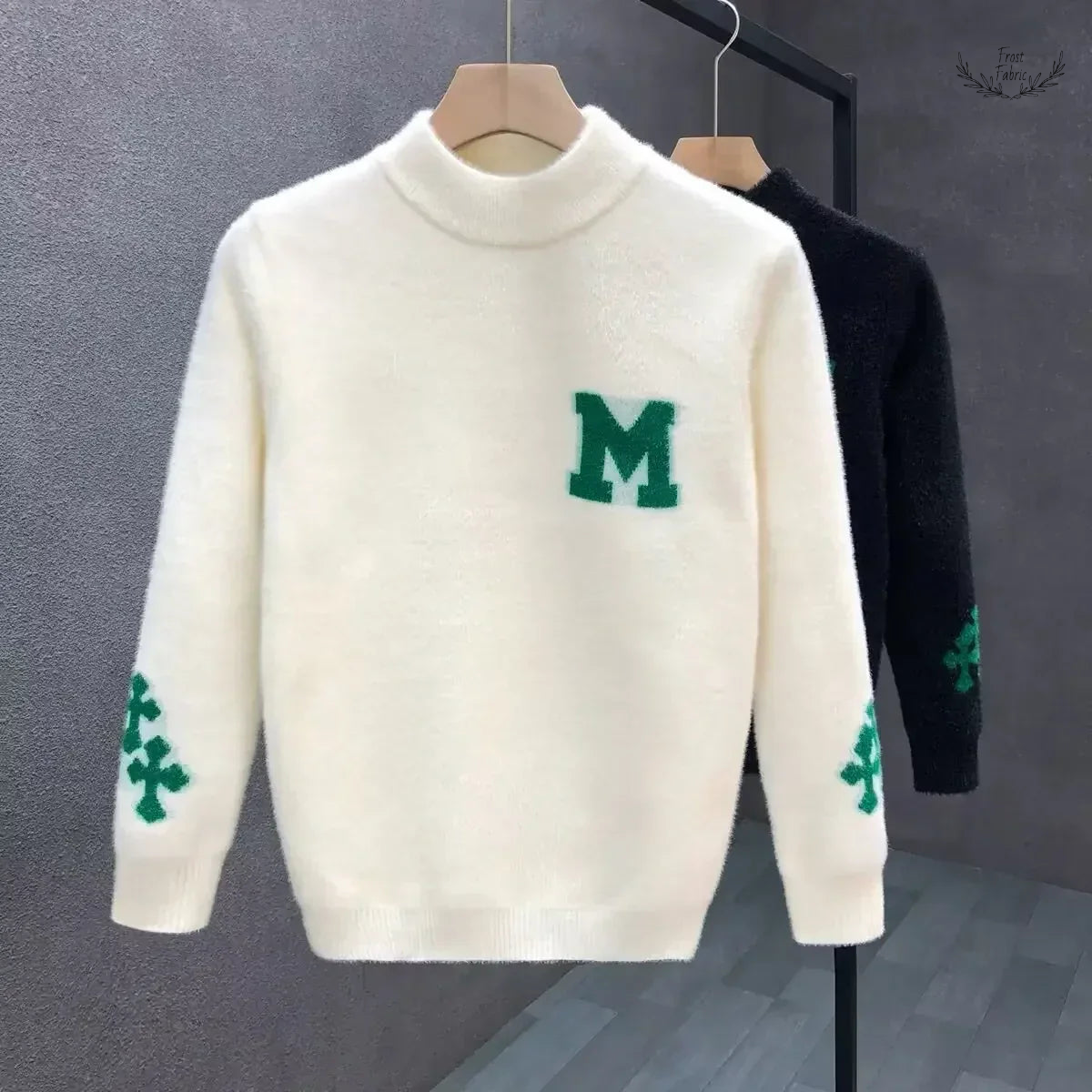 Frost & Fabric Men's Plush Mink Velvet Knit Sweater for Warm Autumn Winter